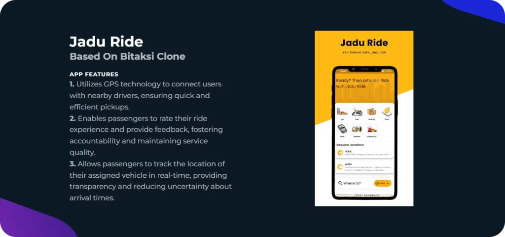 Jadu Ride app
