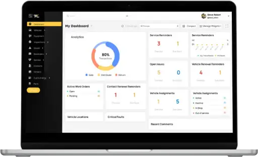 laptop showing fleet management software admin panel