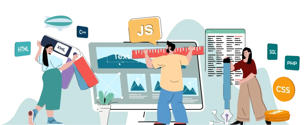 a man holding a ruler and offering Web development services