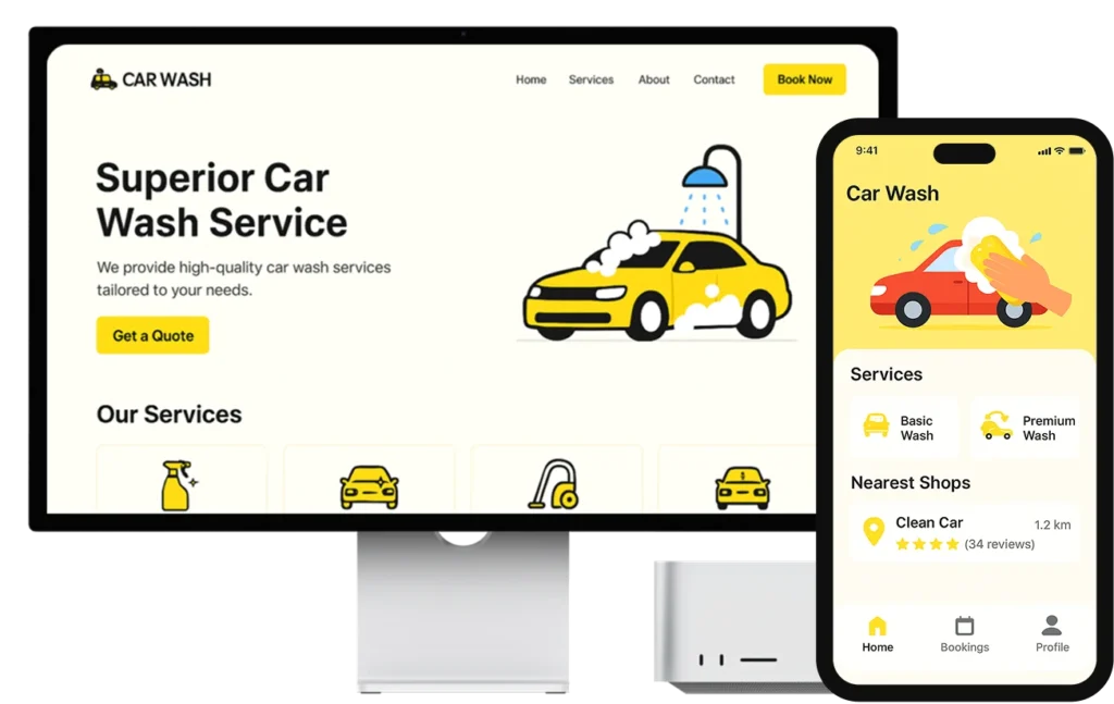 Car wash app and websites