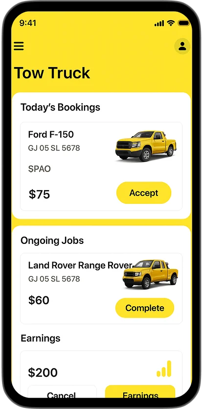 Tow truck service provider app