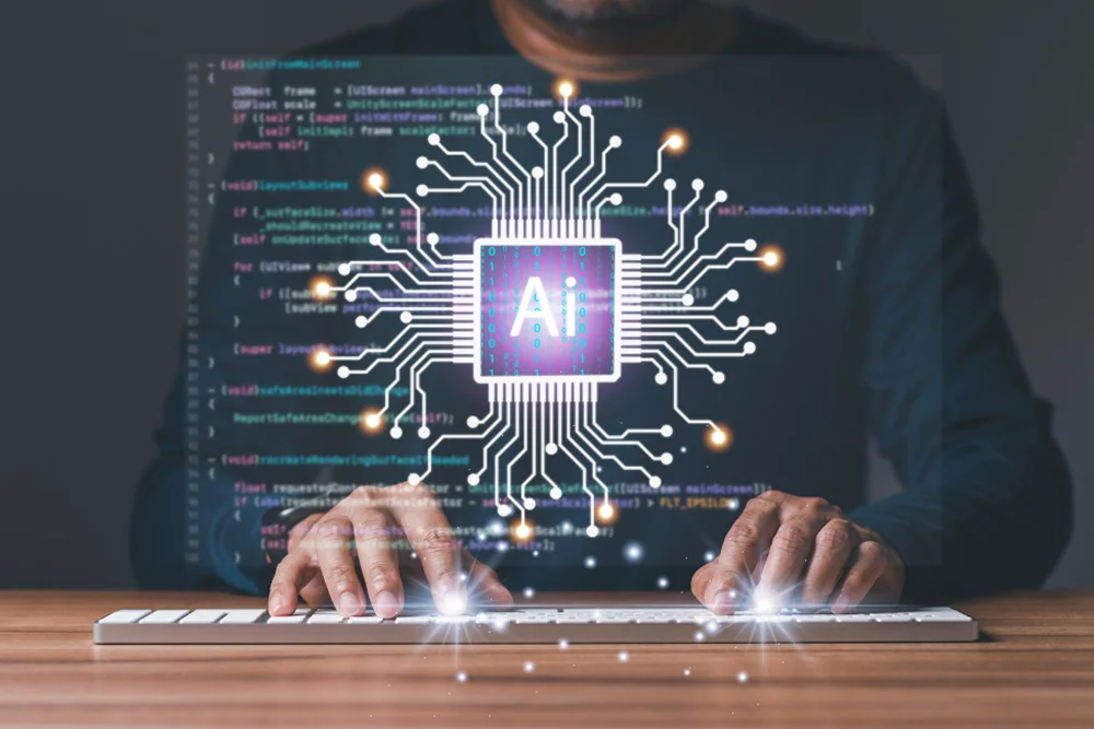 ai developer worning on digital device