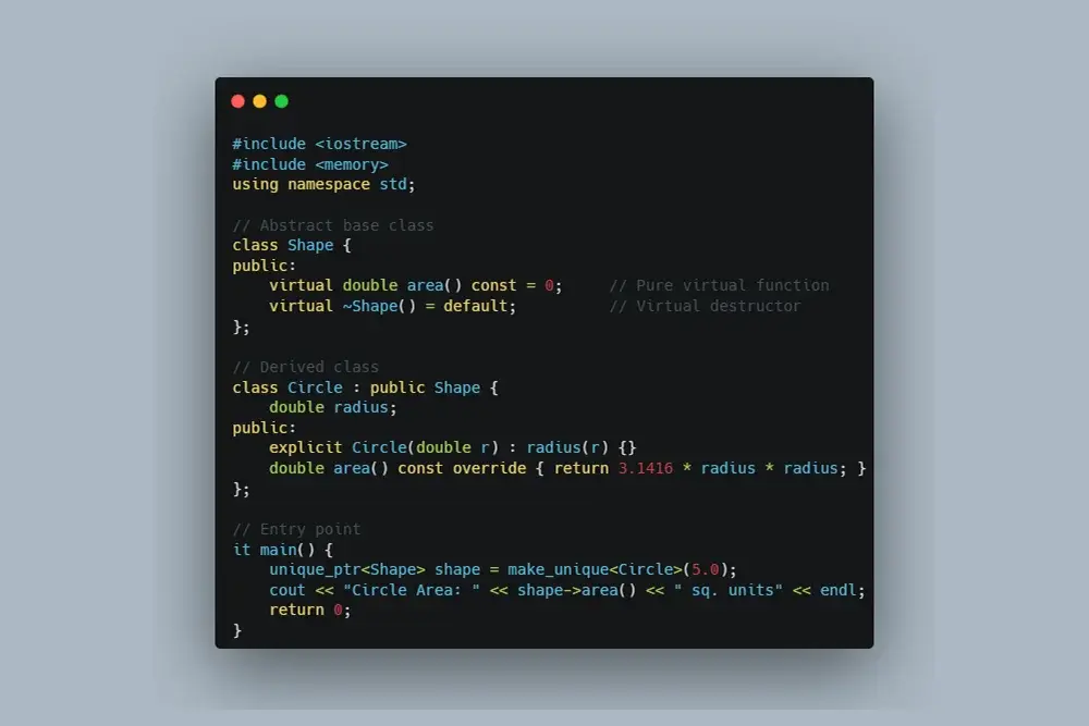 example of clean c++ code