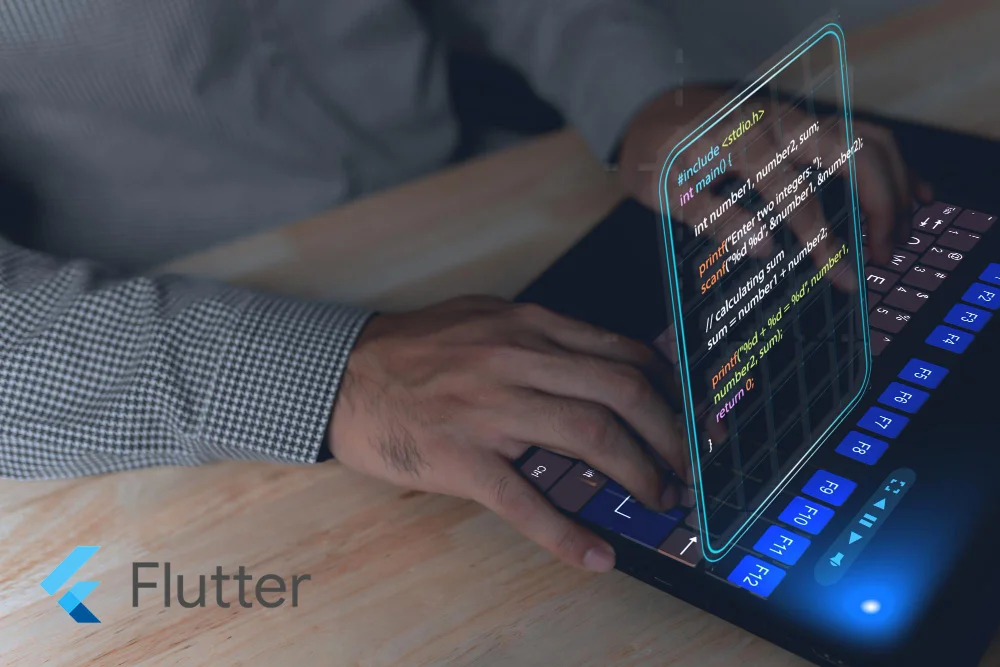 a flutter app developer working on computer