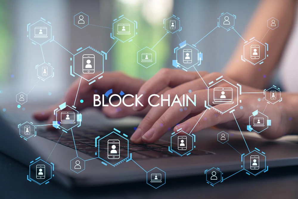 a blockchain developers working on computer