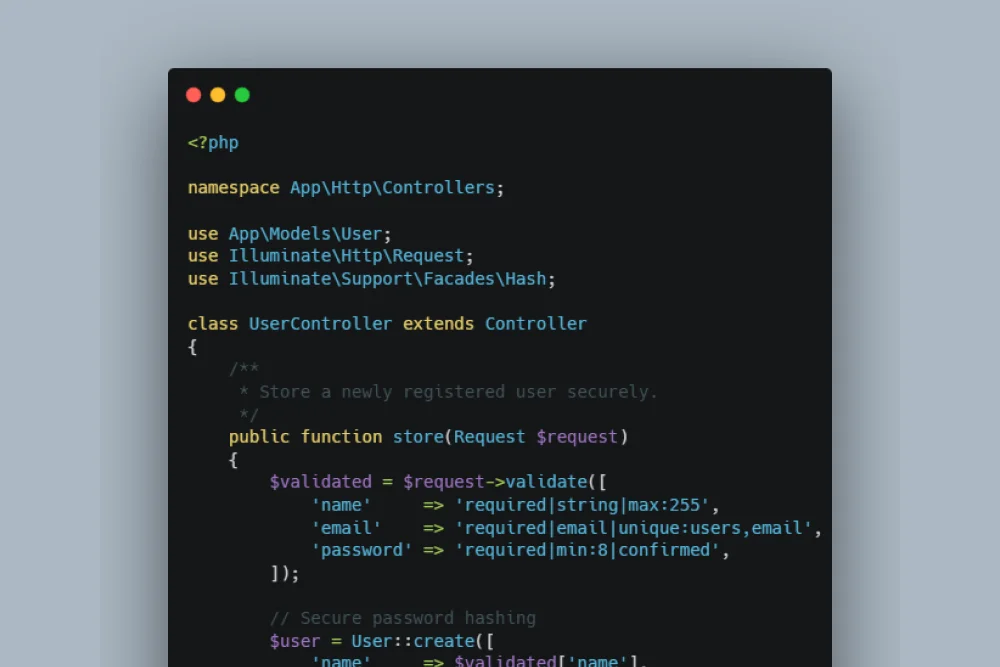 laravel code sample